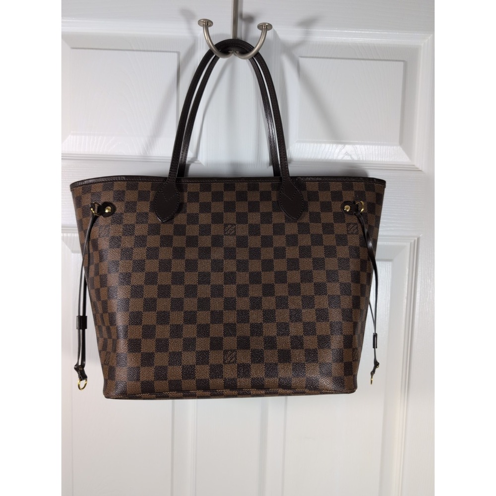 LOUIS VUITTON Neverfull MM Damier Shoulder Bag Tote Brown Gold